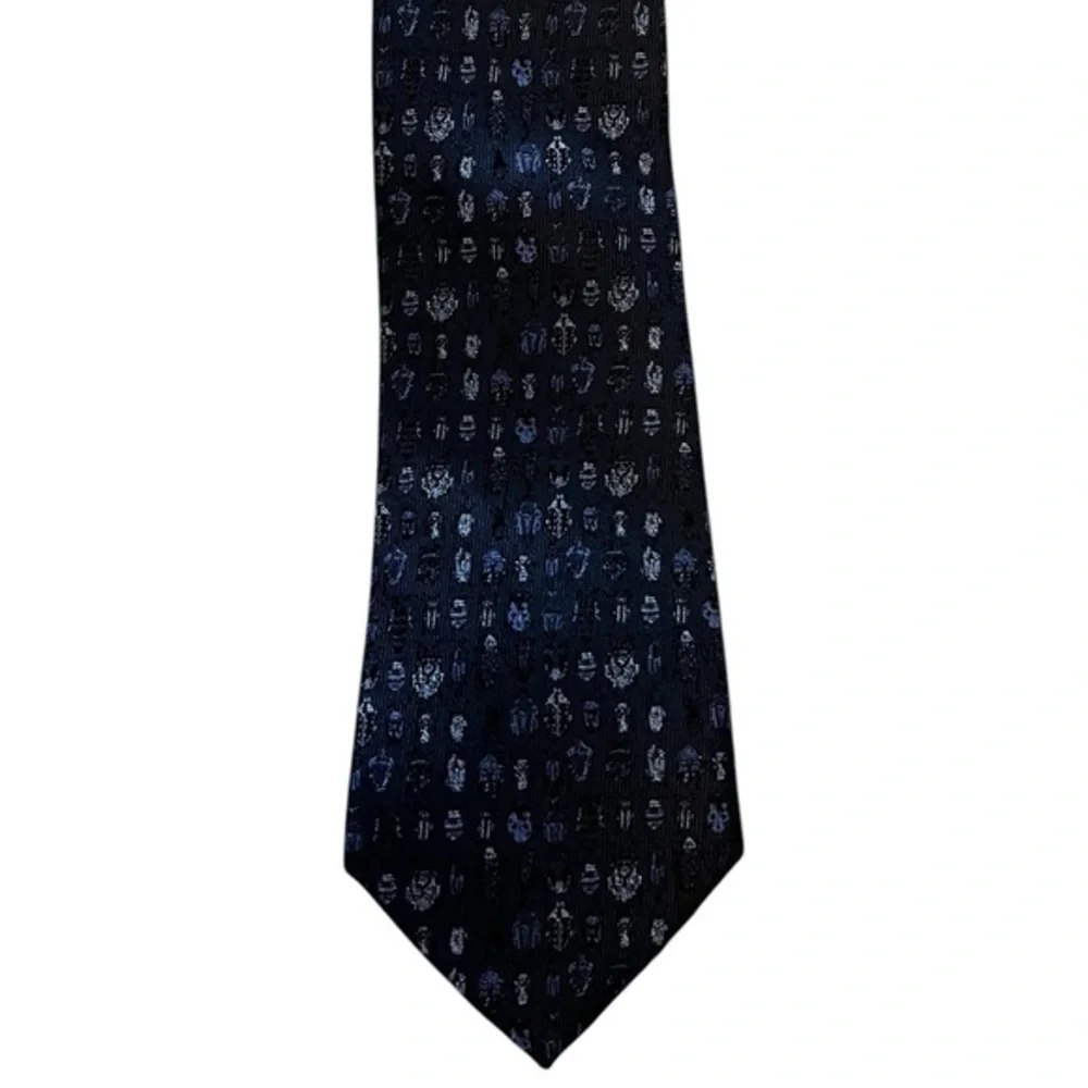 Banana Republic 3.0” Dark Blue Twill Mask & Headpieces Pattern Silk Tie